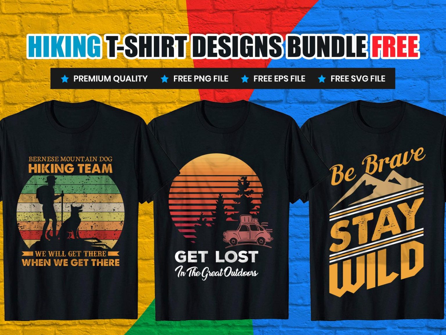 Hiking T-Shirts Design Bundle Free Download - MERCHBUNDLE