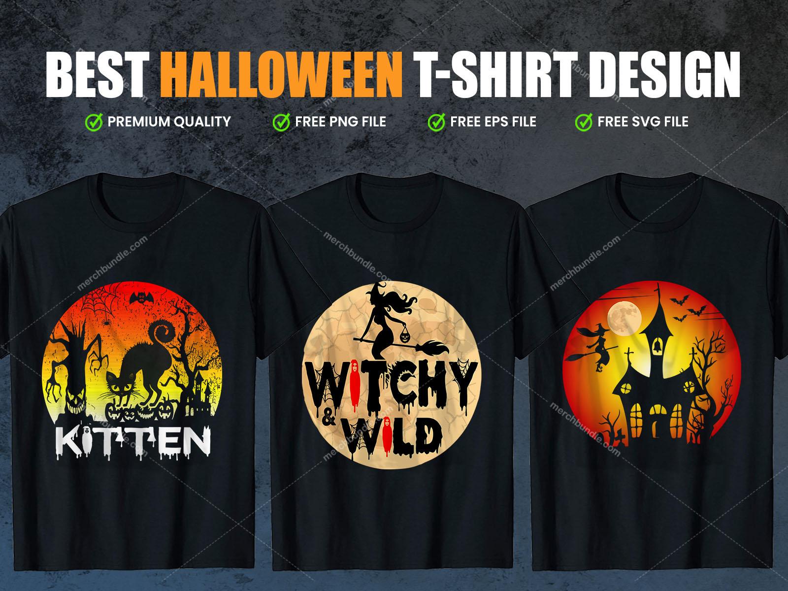 Halloween T shirt Design Vector Bundle, Spooky Face in The Cloud