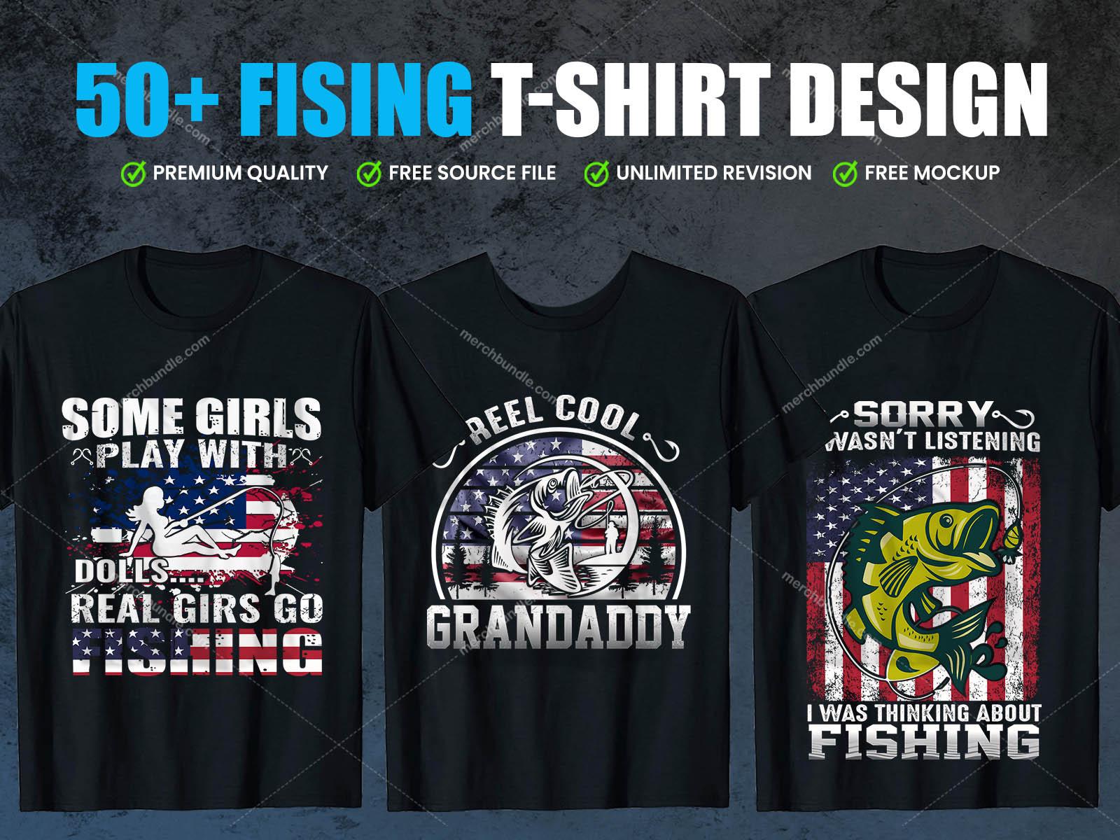 Print Ready Editable Fishing t-shirt design bundle