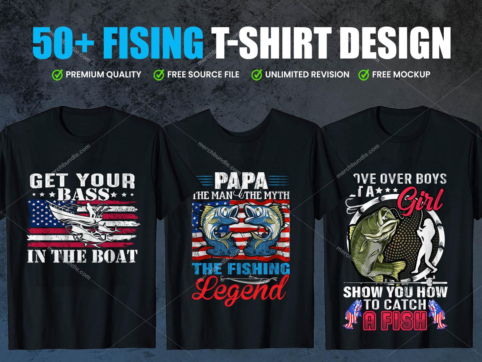 Print Ready Editable Fishing t-shirt design bundle