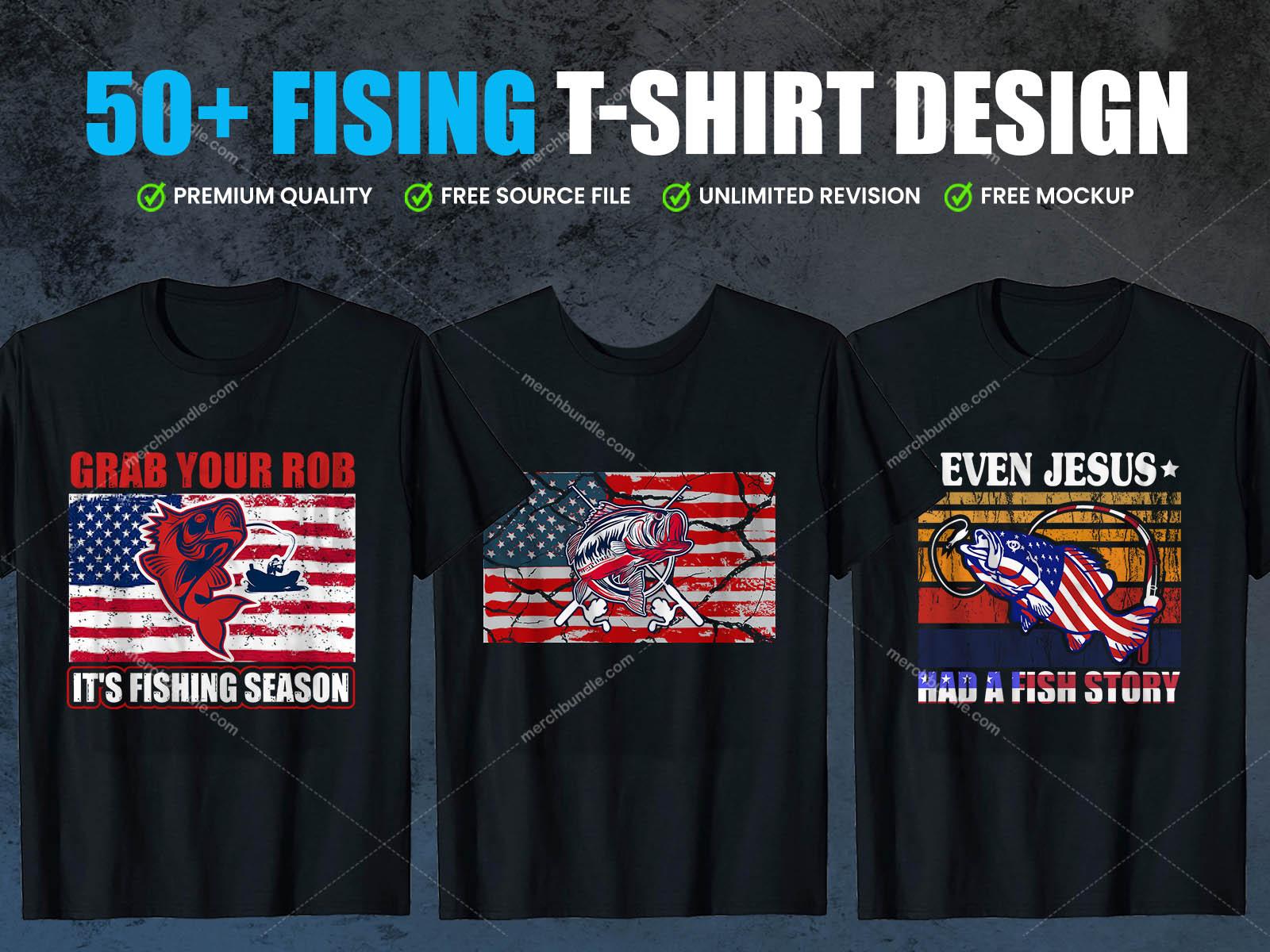 Print Ready Editable Fishing t-shirt design bundle