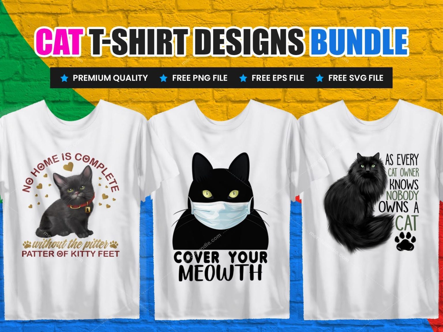 Cat T-Shirts Design Bundle V.3 – MERCHBUNDLE