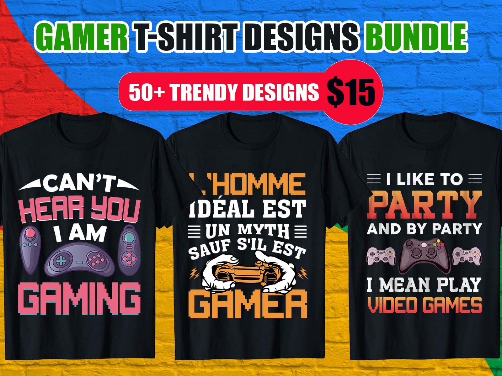 Trendy Gamer T-Shirt Design Bundle