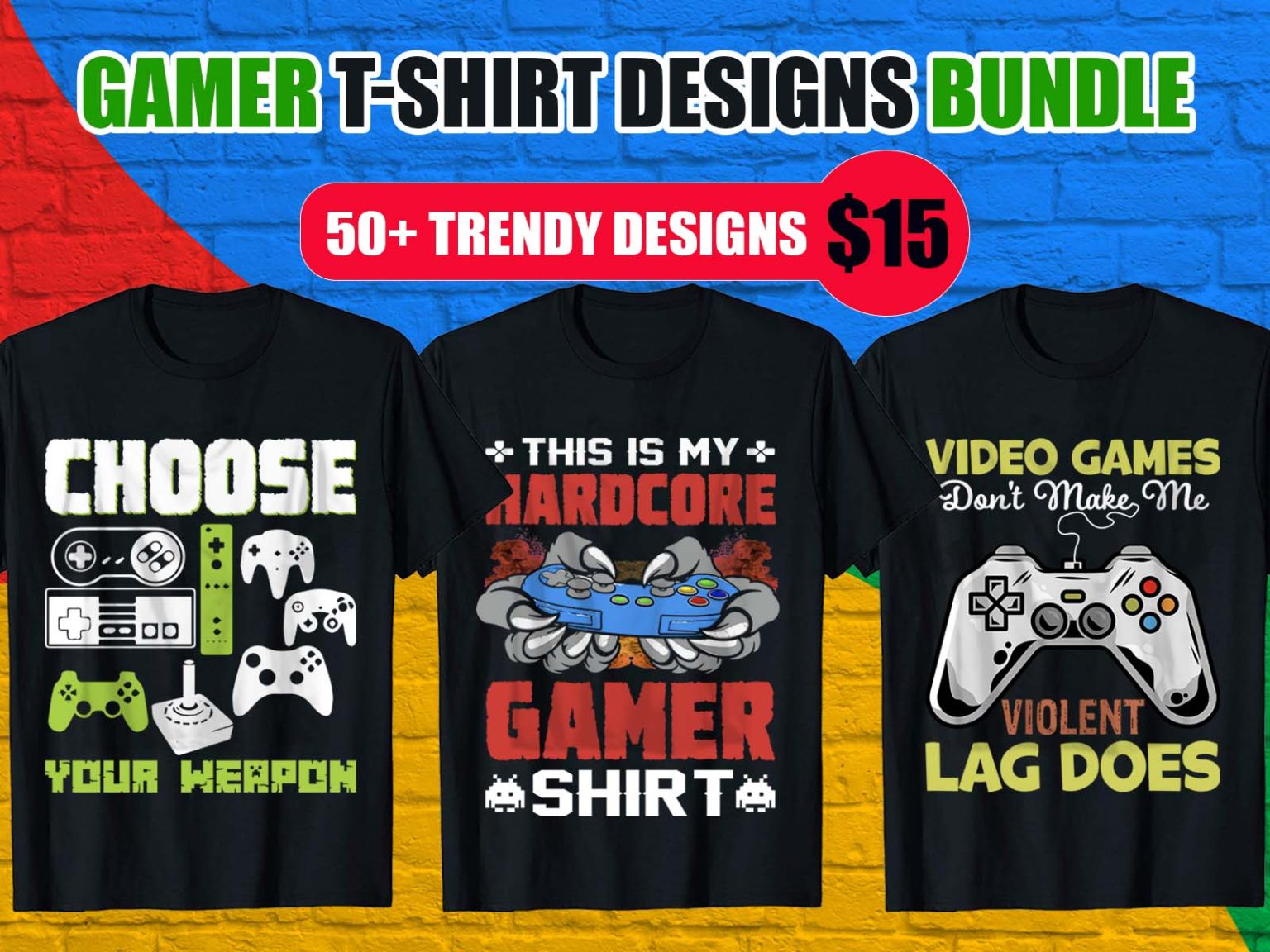 Editable Trendy Gamer T-Shirts - Editable Trendy Gamer T-Shirts