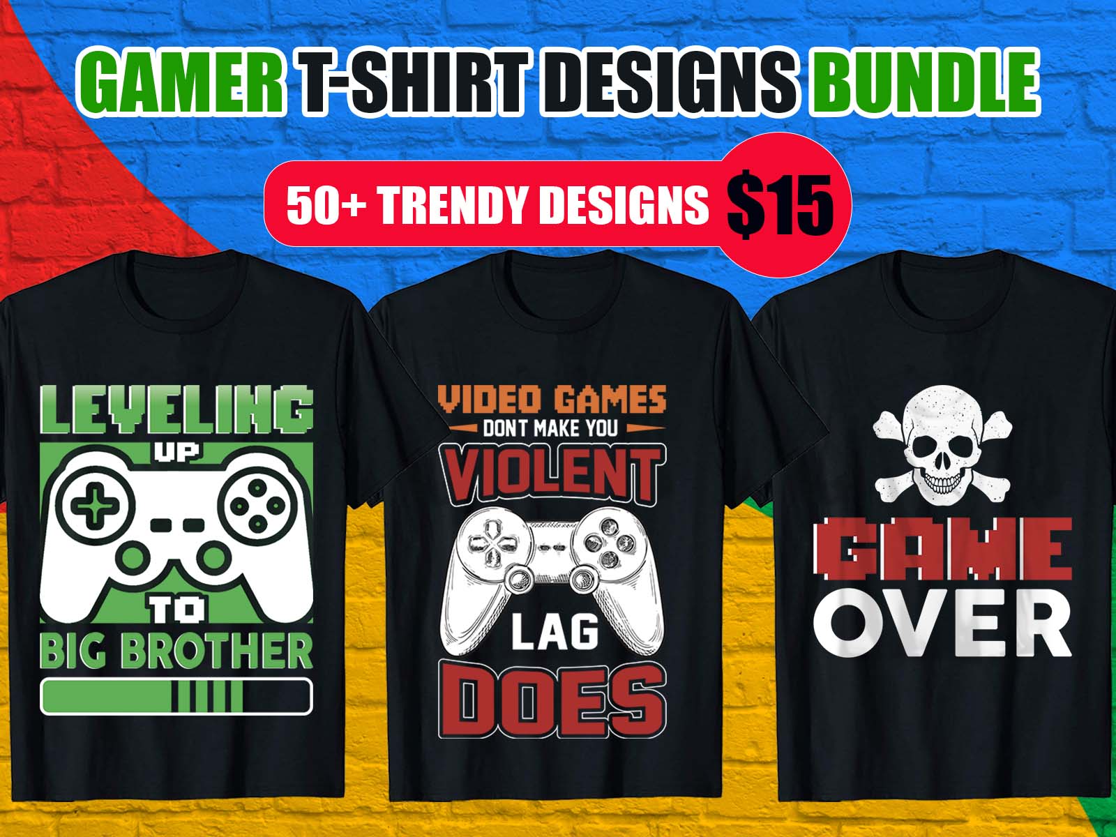 Trendy Gamer T-Shirt Design Bundle