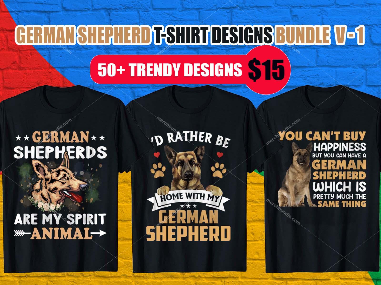 German Shepherd T Shirt Design Bundles