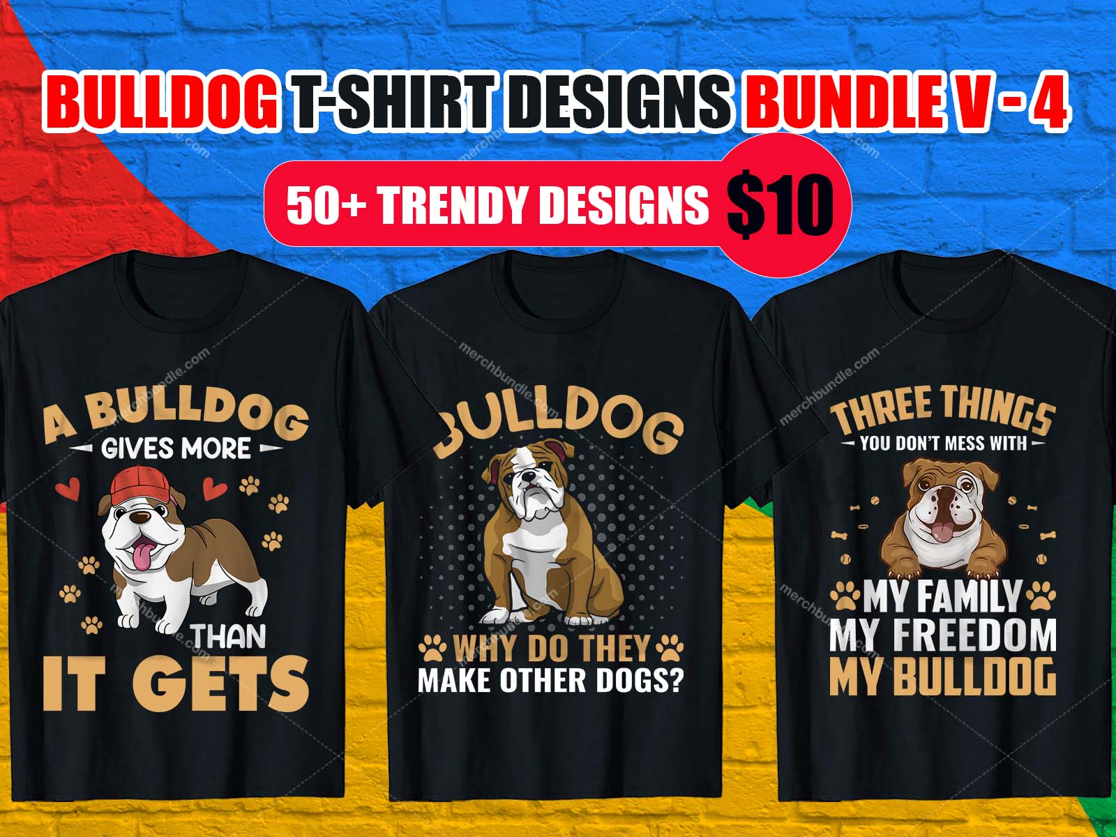 Bulldog T Shirt Design Bundle