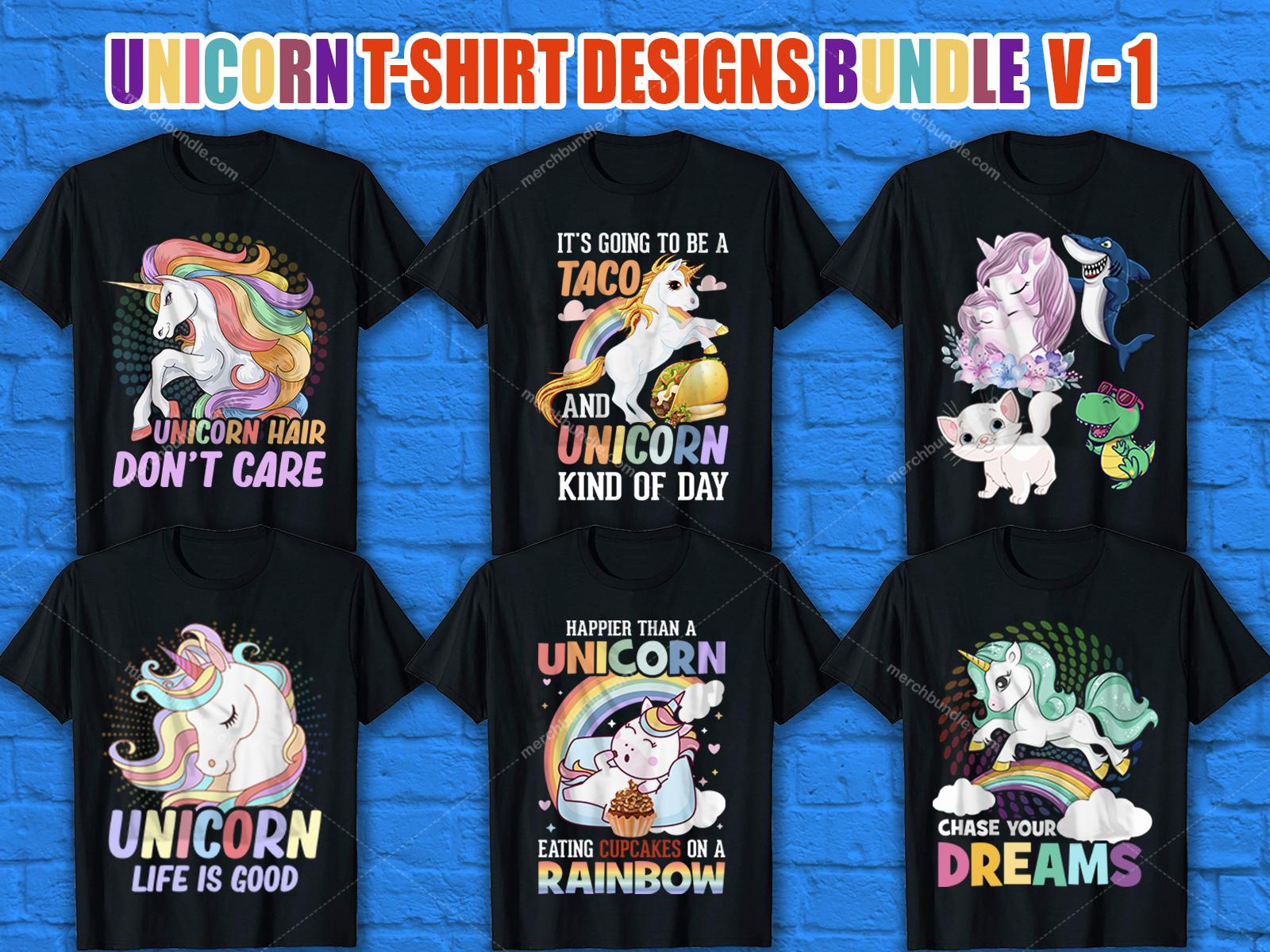 Unicorn T-Shirt Designs Bundle