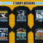 Sky Diving T Shirt Designs Bundle V.1