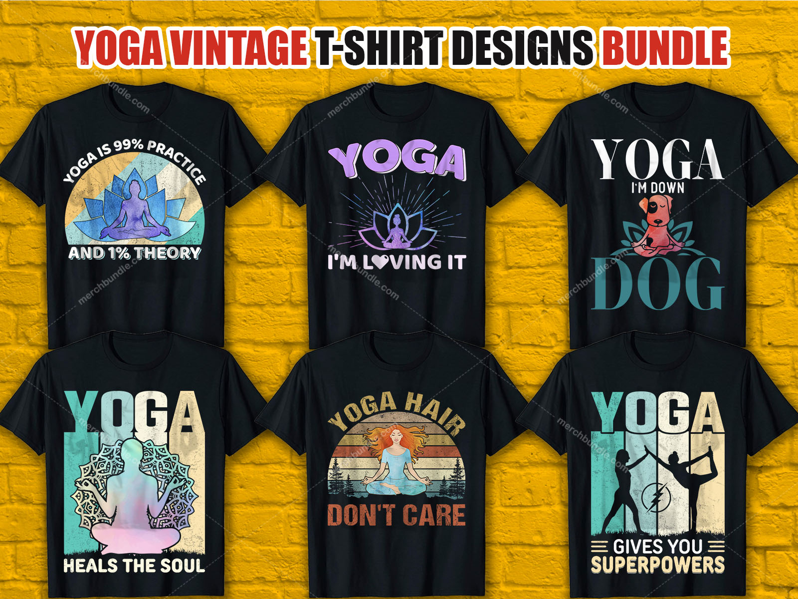 Yoga Vintage T Shirt Design Bundle V.3