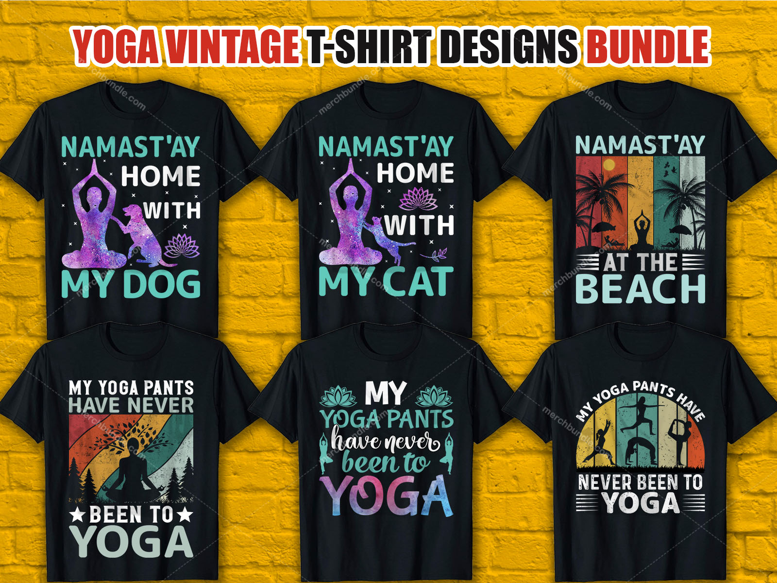 Yoga Vintage T Shirt Design Bundle-T Shirt Design Bundle