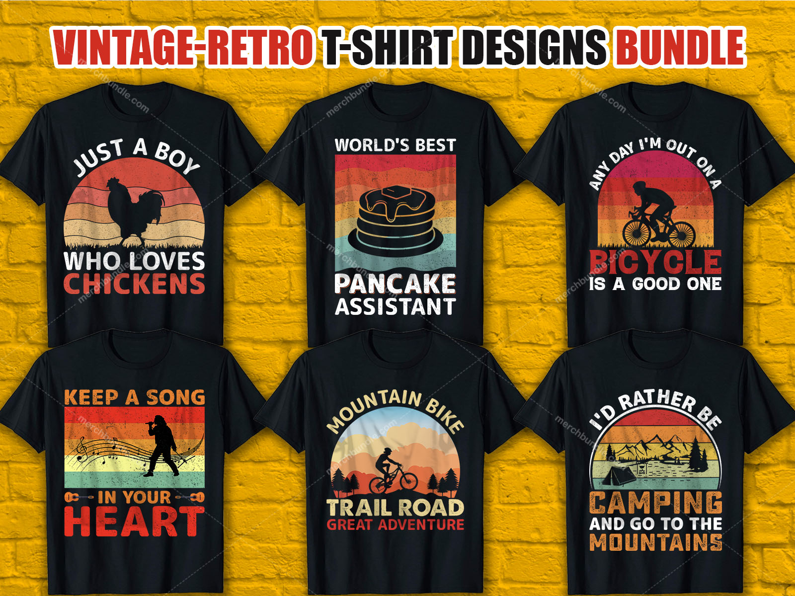Vintage Retro T Shirt Design Bundle T Shirt Design Bundle