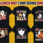 Halloween Wavy T Shirt Design Bundle V.1