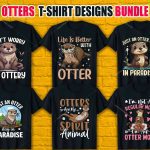 Otters T-Shirt Designs Bundle V.1