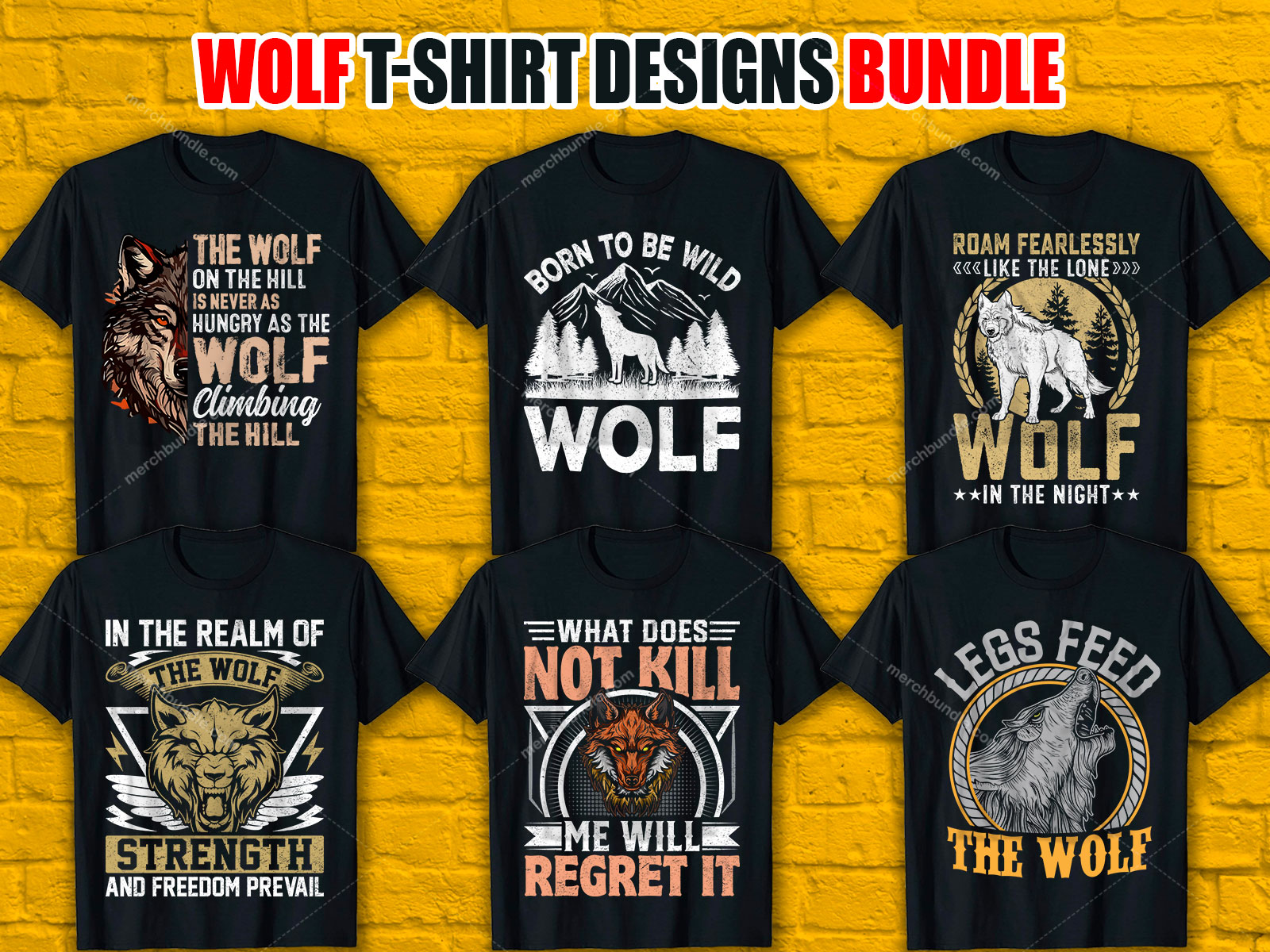 Wolf T Shirt Design Bundle V.4