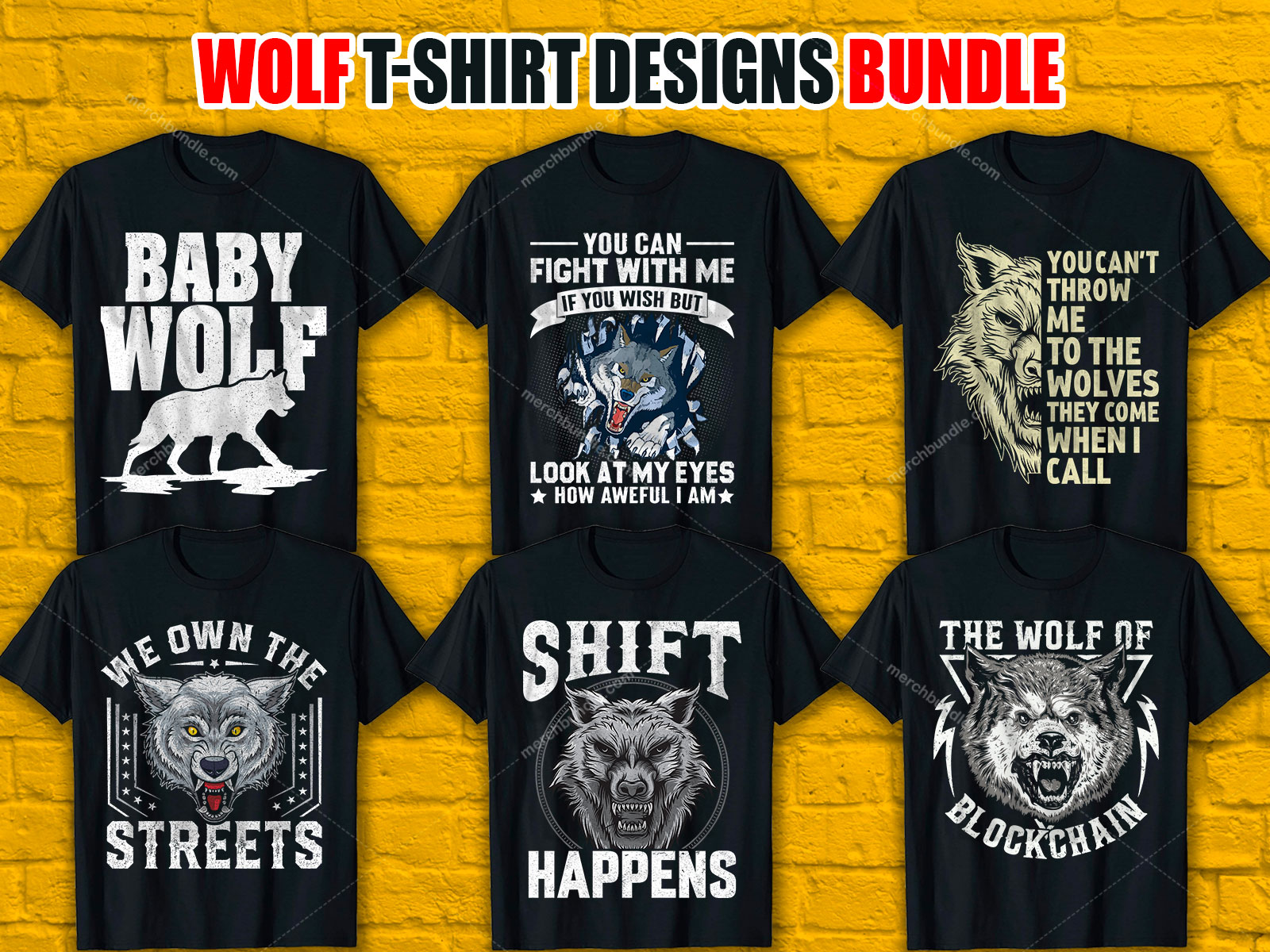 Wolf T Shirt Design Bundle V.4