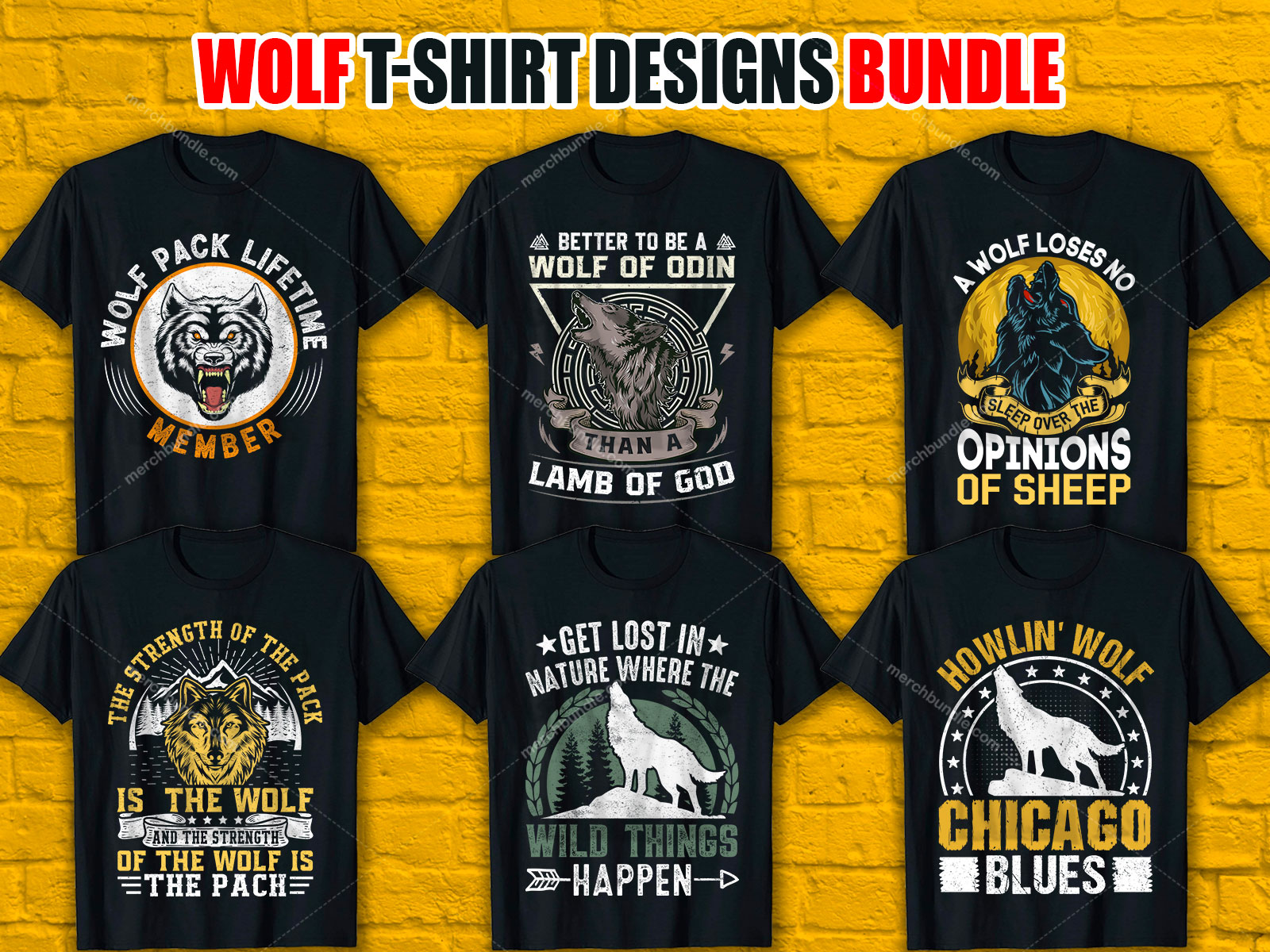 Wolf T Shirt Design Bundle V.5