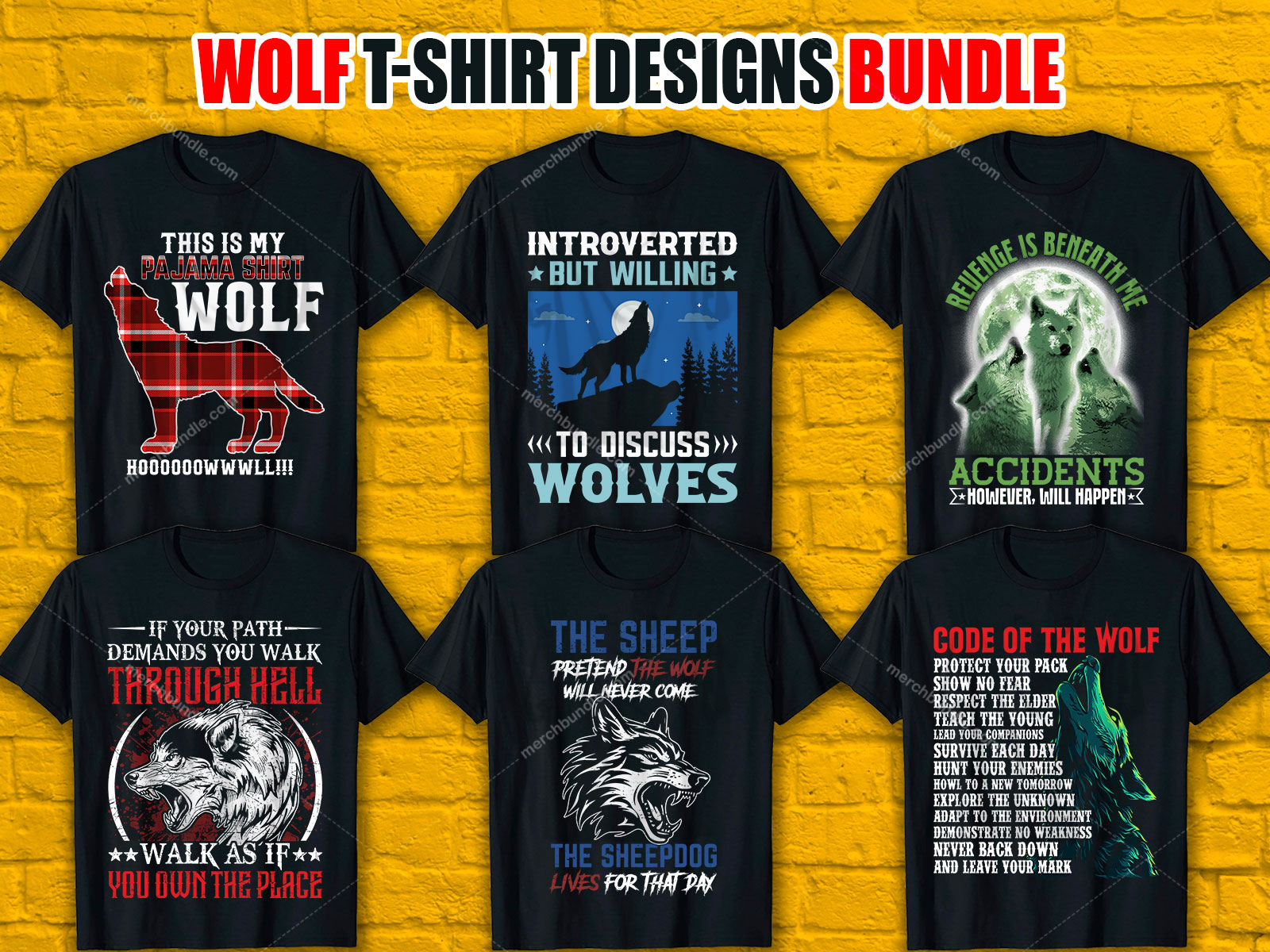 Wolf T Shirt Design Bundle V.6