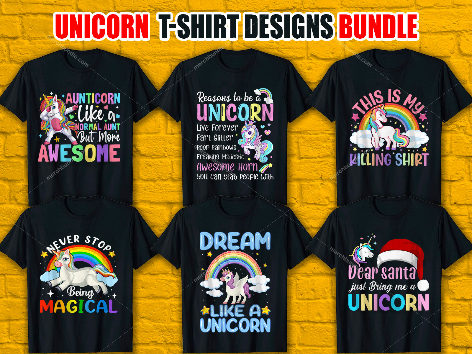 Unicorn T-Shirt Designs Bundle V.6
