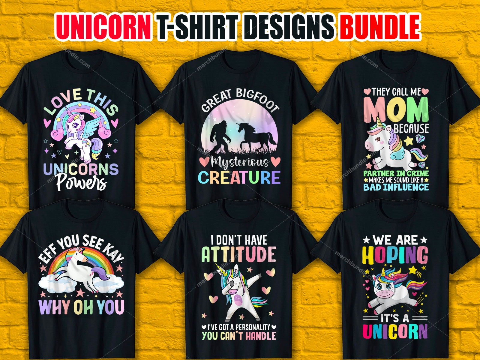 Unicorn T-Shirt Designs Bundle V.7