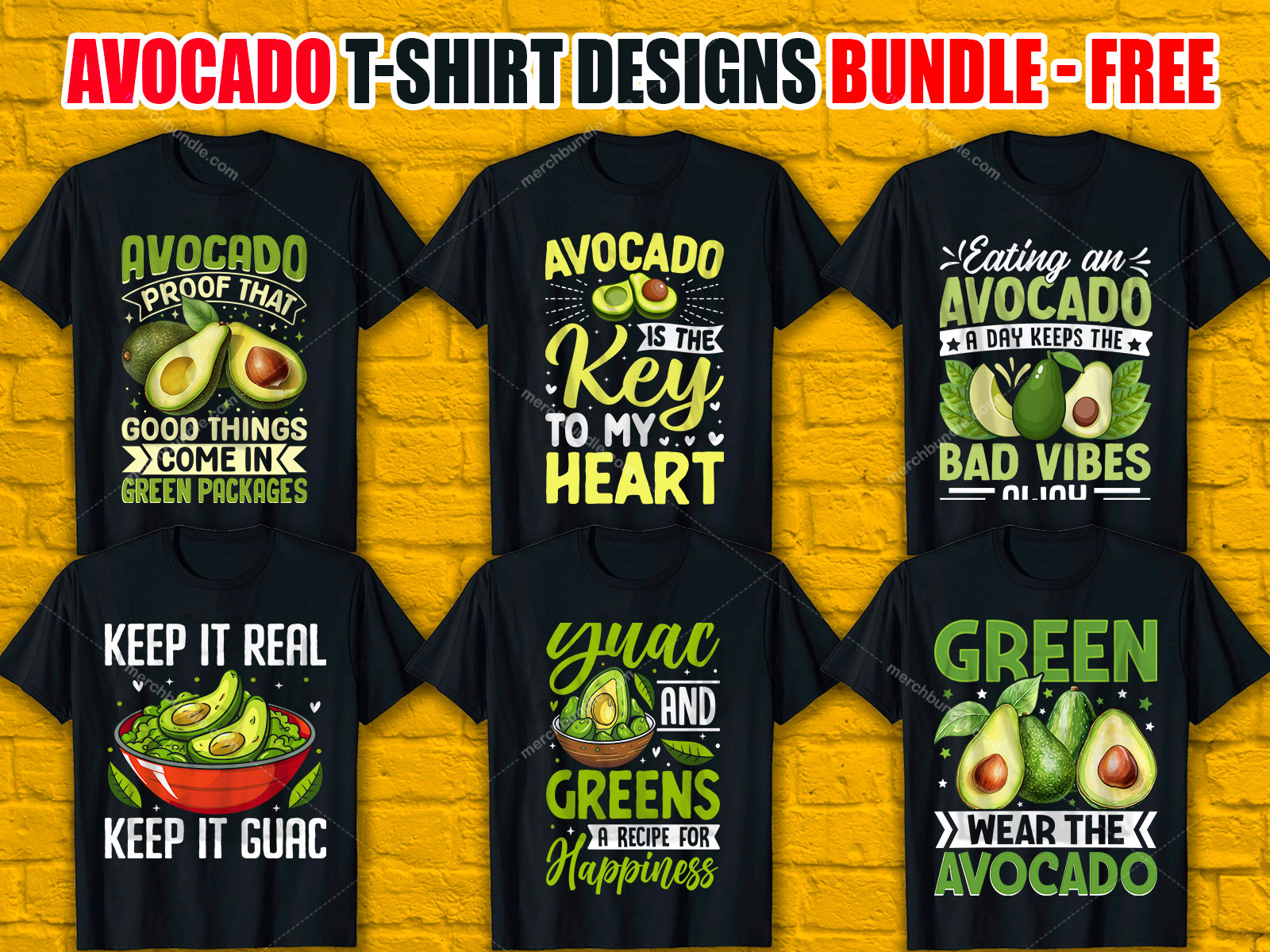 Avocado T-Shirt Designs Bundle Free V.1