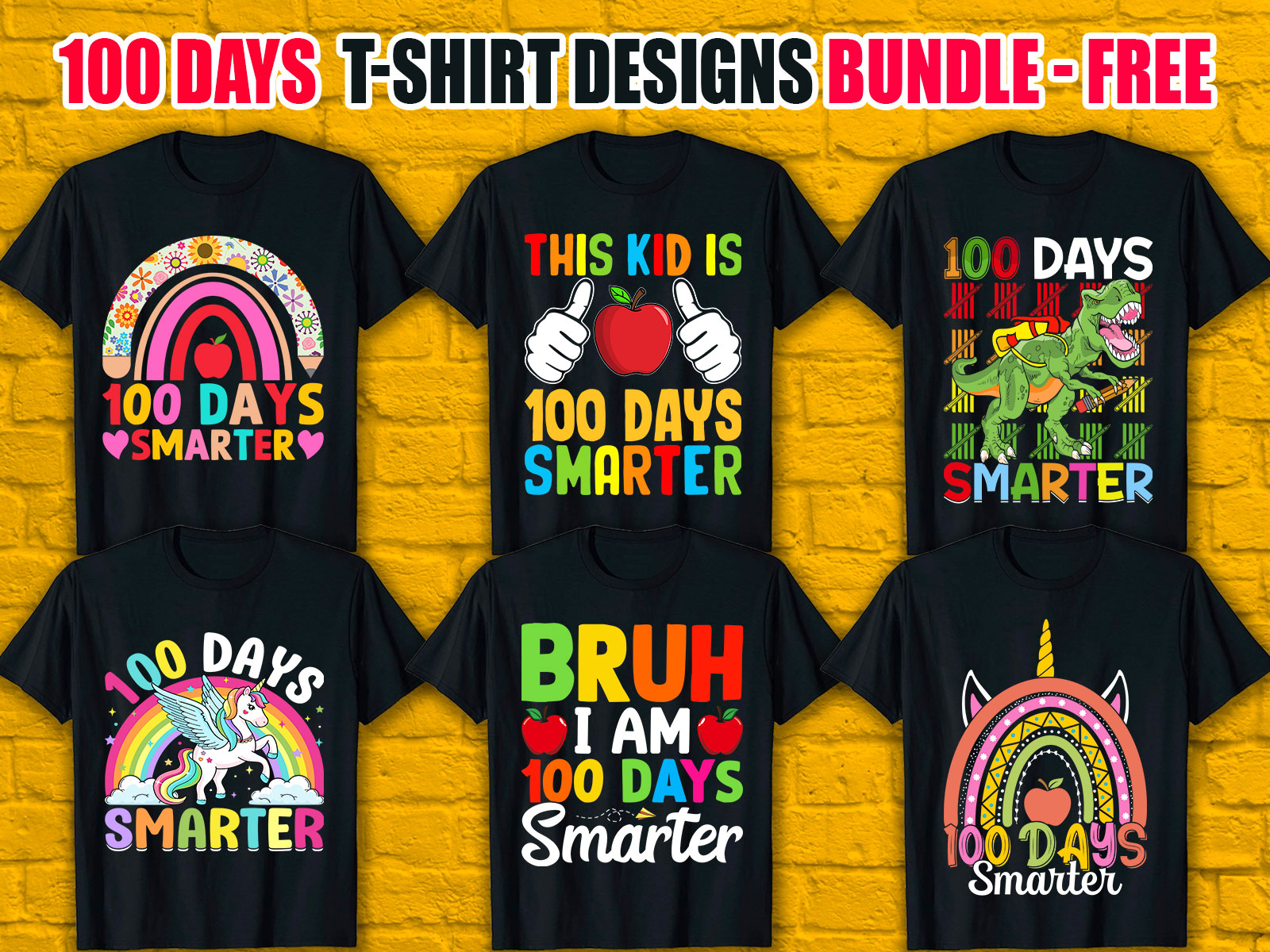 100 Days Smarter T-Shirt Designs Bundle V.1