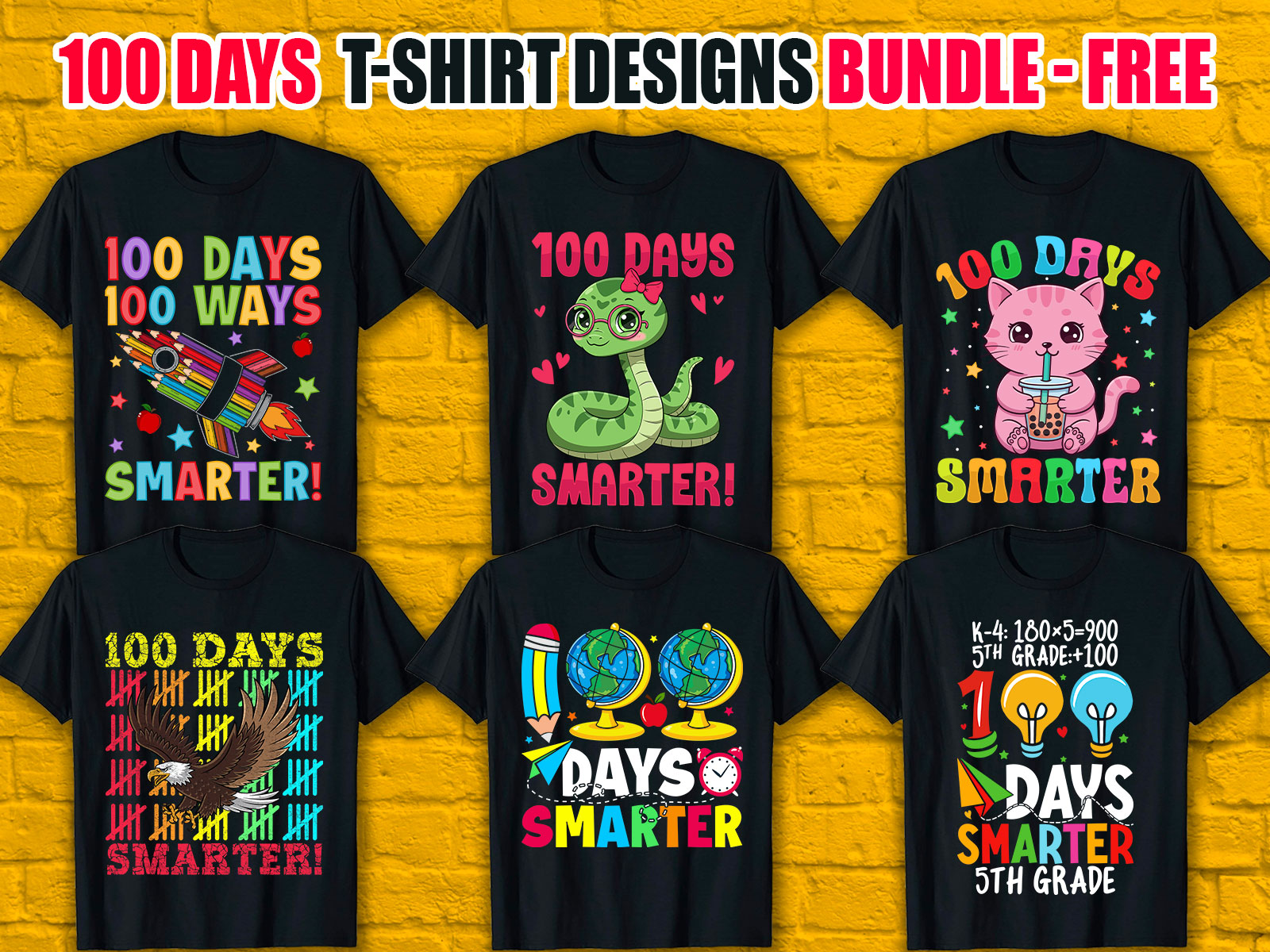 100 Days Smarter T-Shirt Designs Bundle V.1