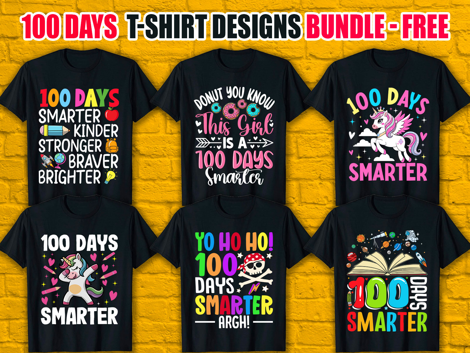 100 Days Smarter T-Shirt Designs Bundle V.1