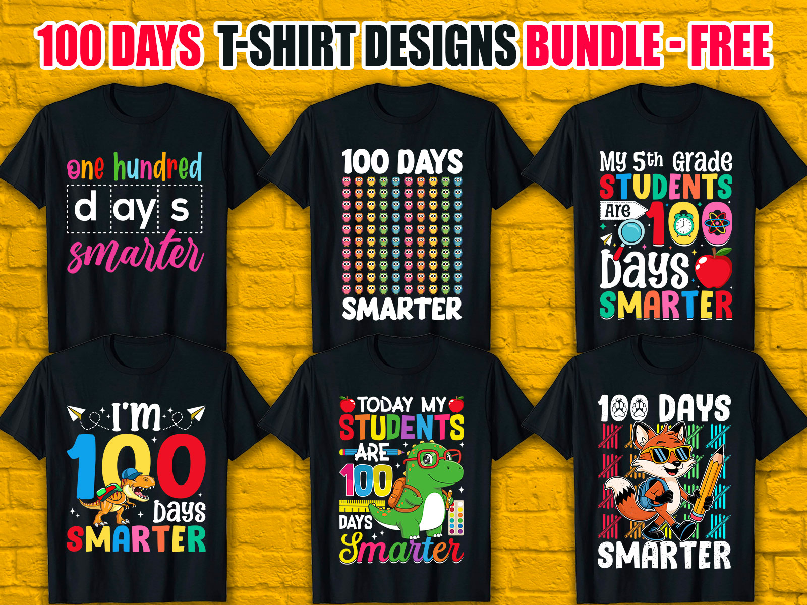 100 Days Smarter T-Shirt Designs Bundle V.1