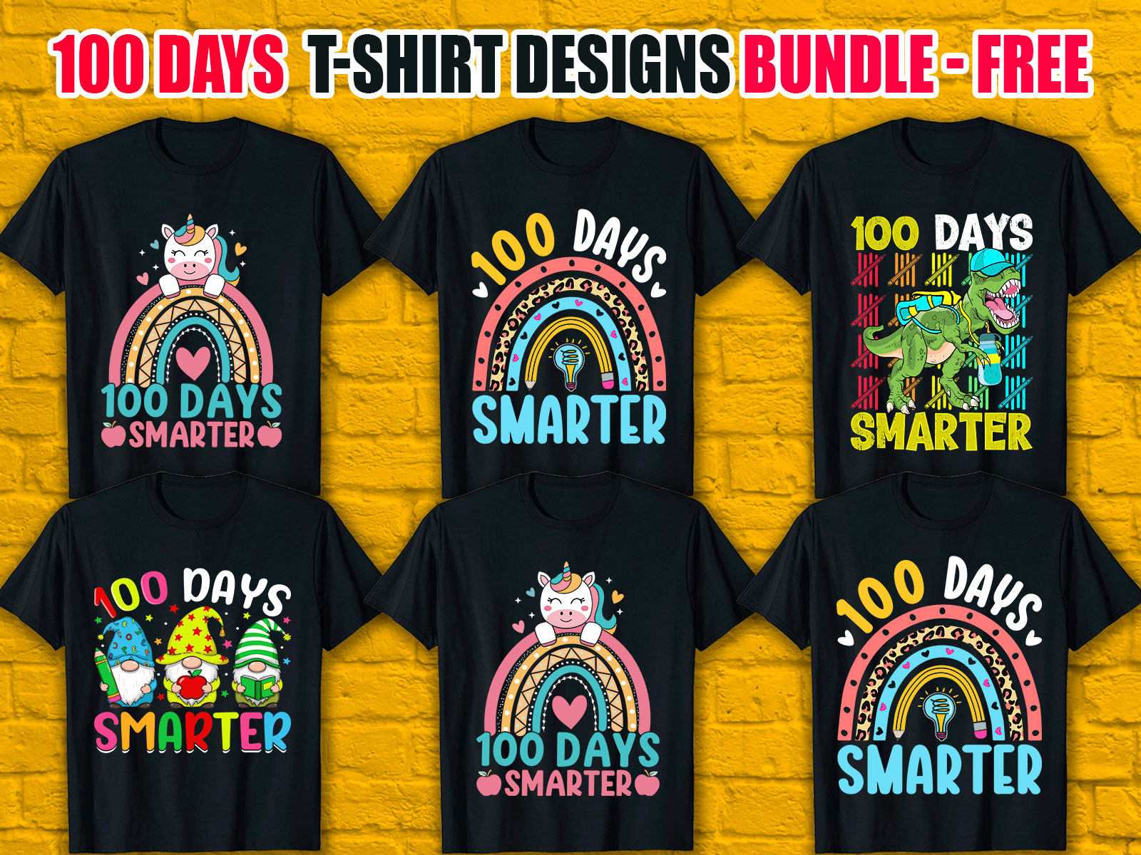 100 Days Smarter T-Shirt Designs Bundle V.1