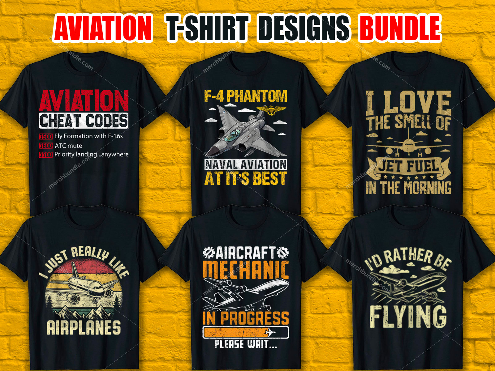 Aviation T-Shirt Designs Bundle V.1