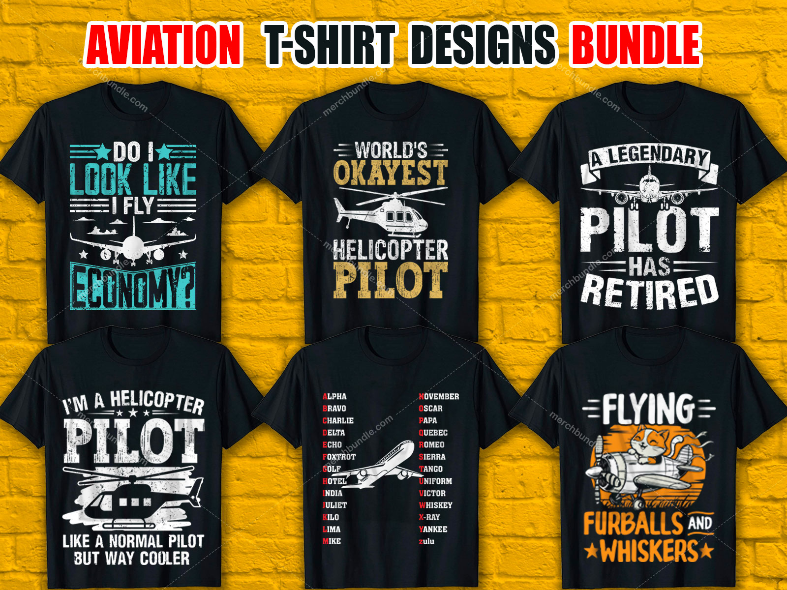 Aviation T-Shirt Designs Bundle V.1