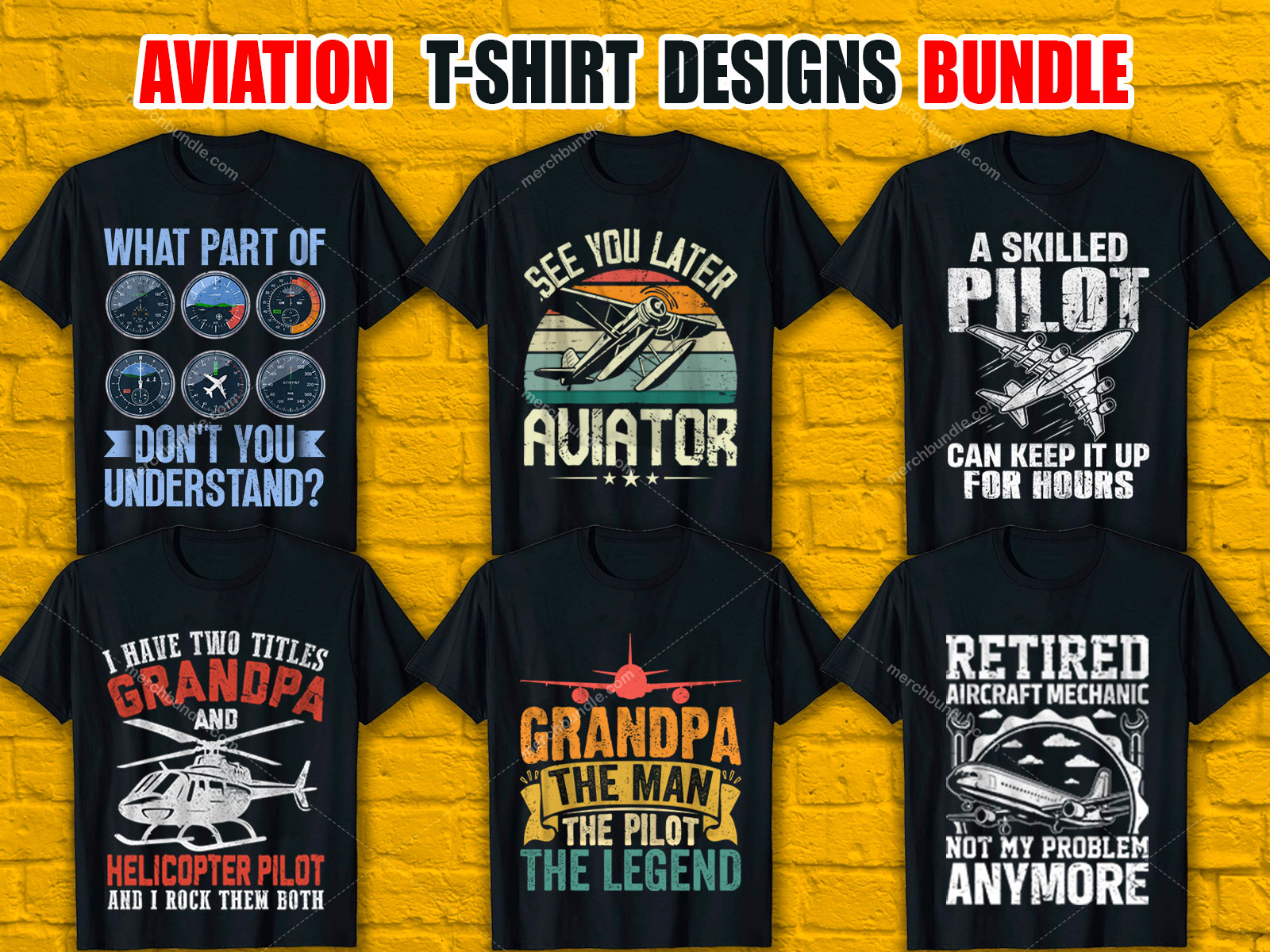 Aviation T-Shirt Designs Bundle V.1