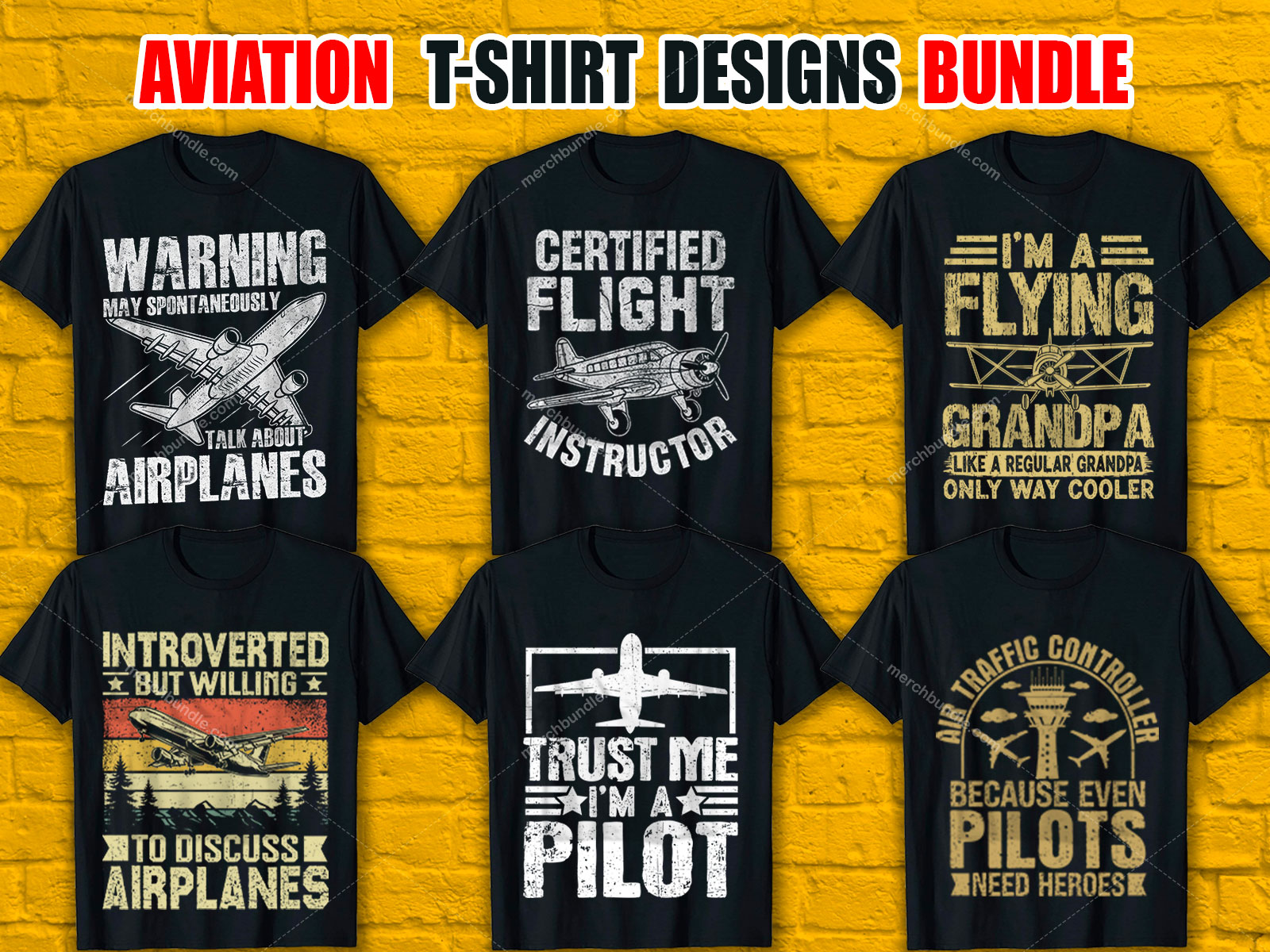 Aviation T-Shirt Designs Bundle V.1