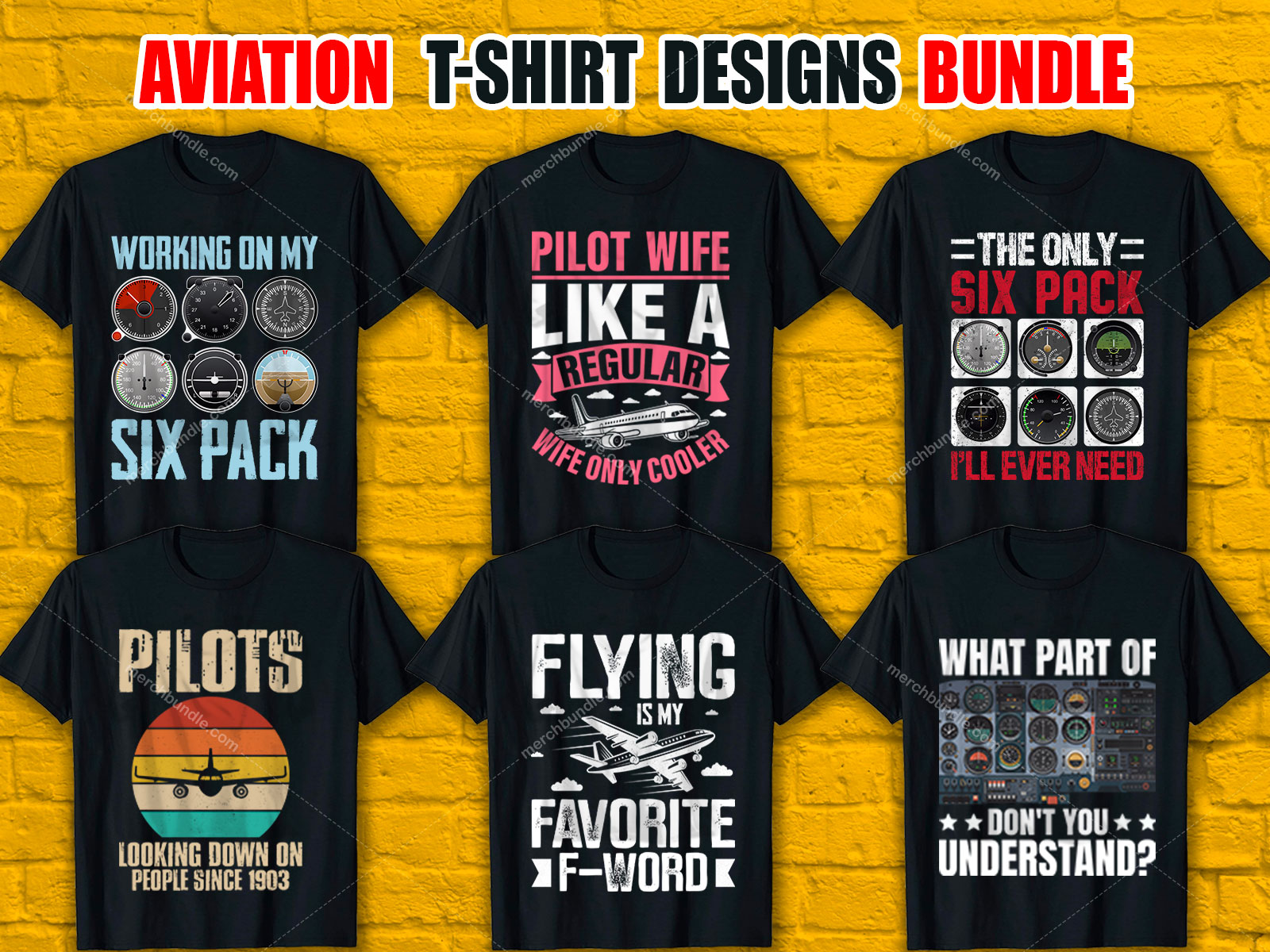 Aviation T-Shirt Designs Bundle V.1