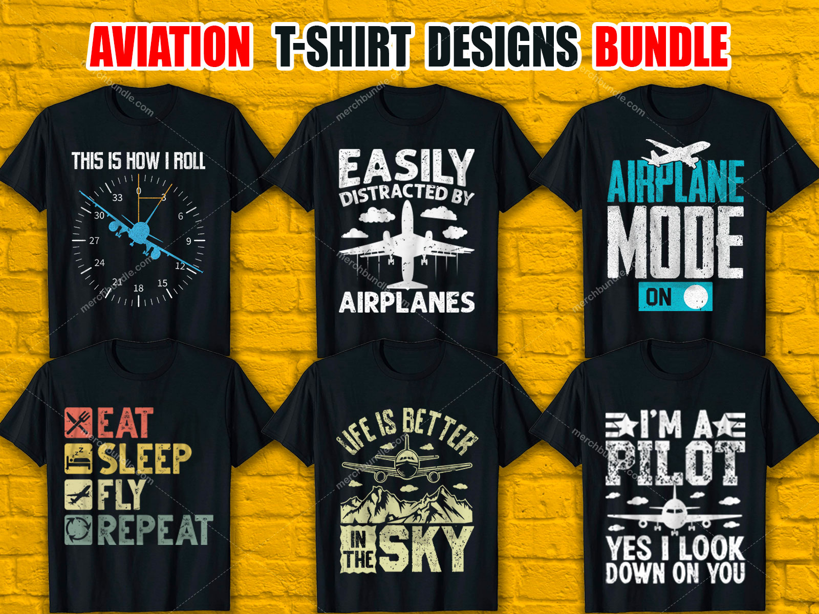 Aviation T-Shirt Designs Bundle V.1