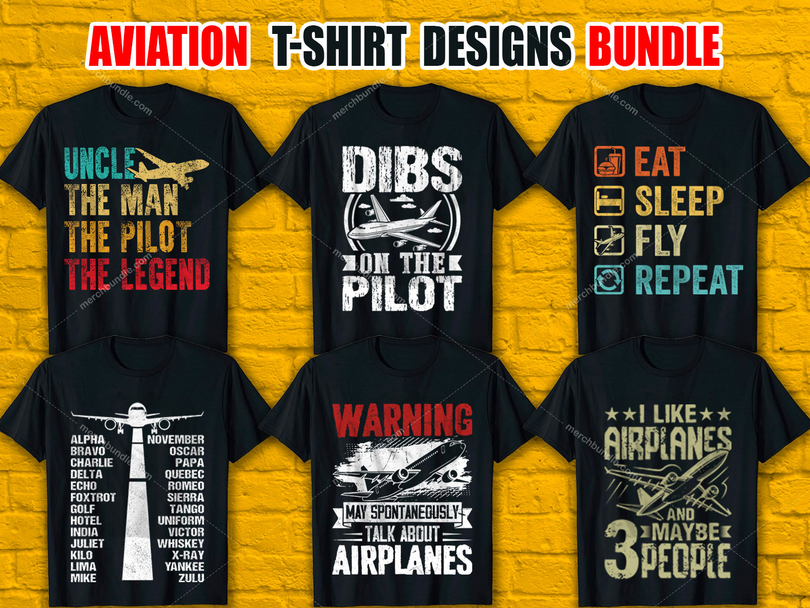 Aviation T-Shirt Designs Bundle V.1