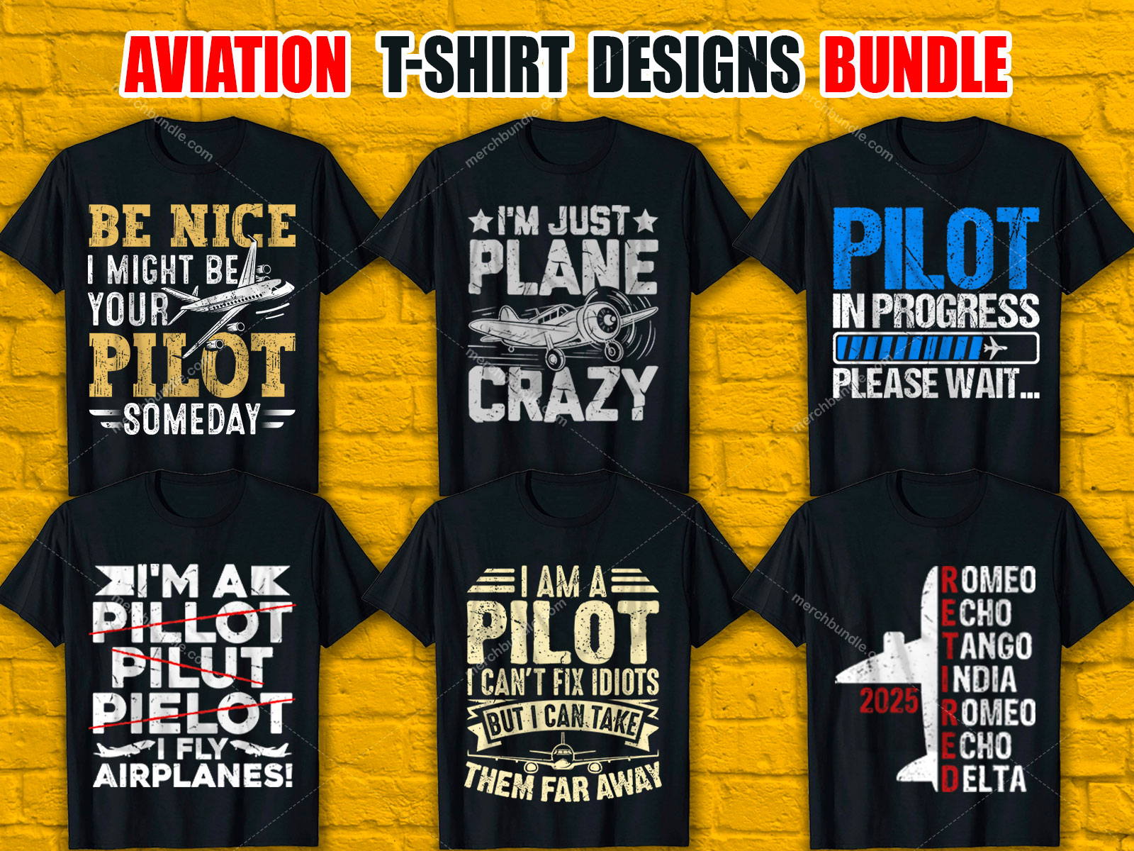 Aviation T-Shirt Designs Bundle V.1