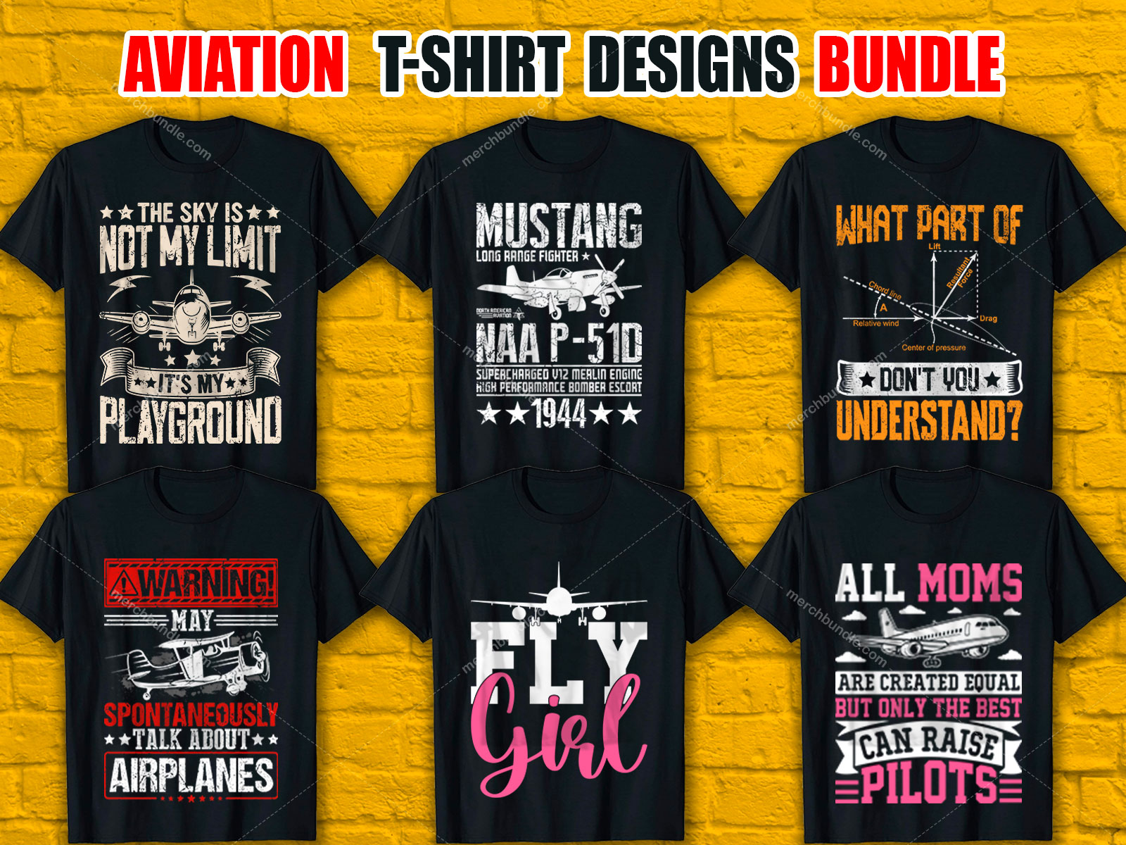 Aviation T-Shirt Designs Bundle V.1