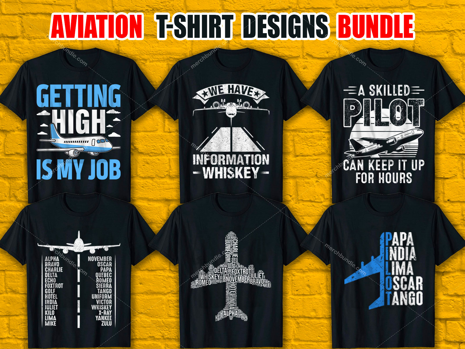 Aviation T-Shirt Designs Bundle V.1