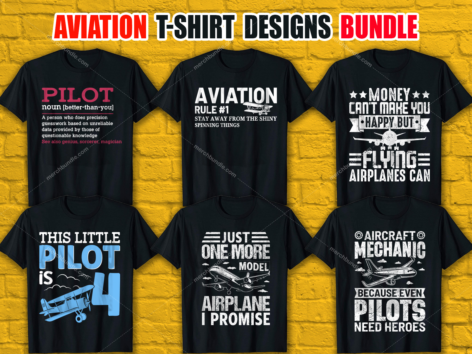 Aviation T-Shirt Designs Bundle V.2