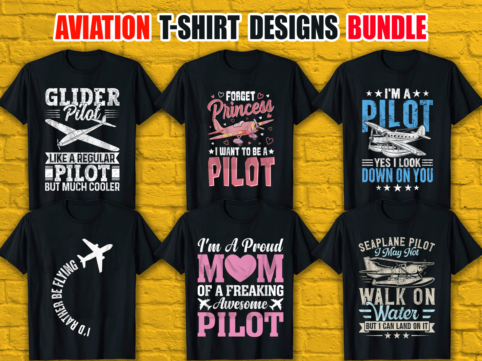 Aviation T-Shirt Designs Bundle V.2