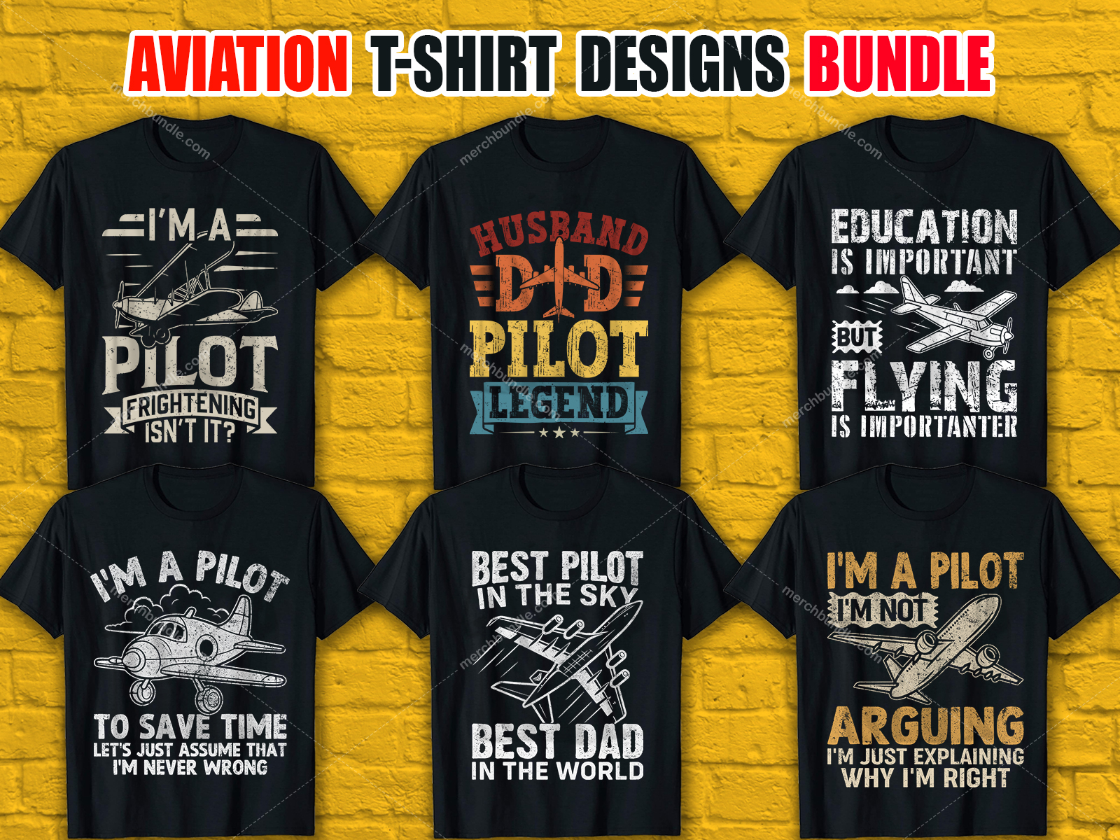 Aviation T-Shirt Designs Bundle V.2