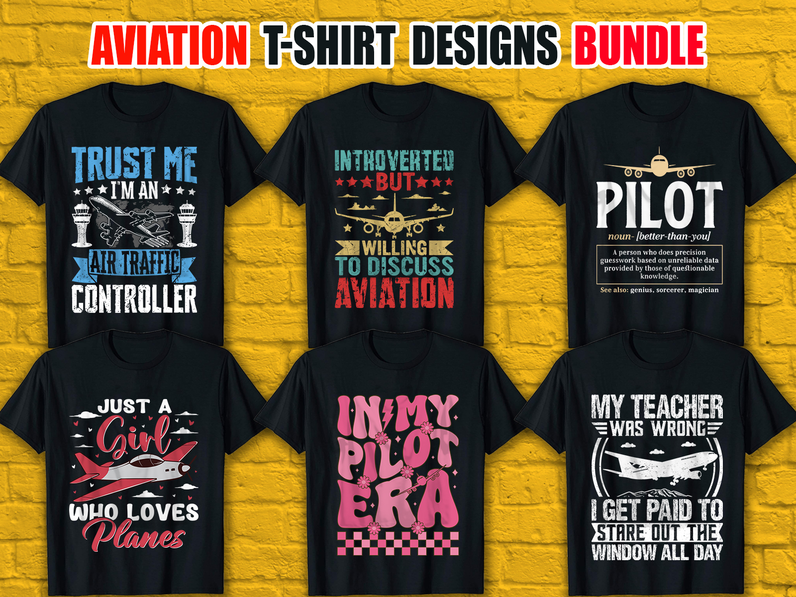 Aviation T-Shirt Designs Bundle V.2