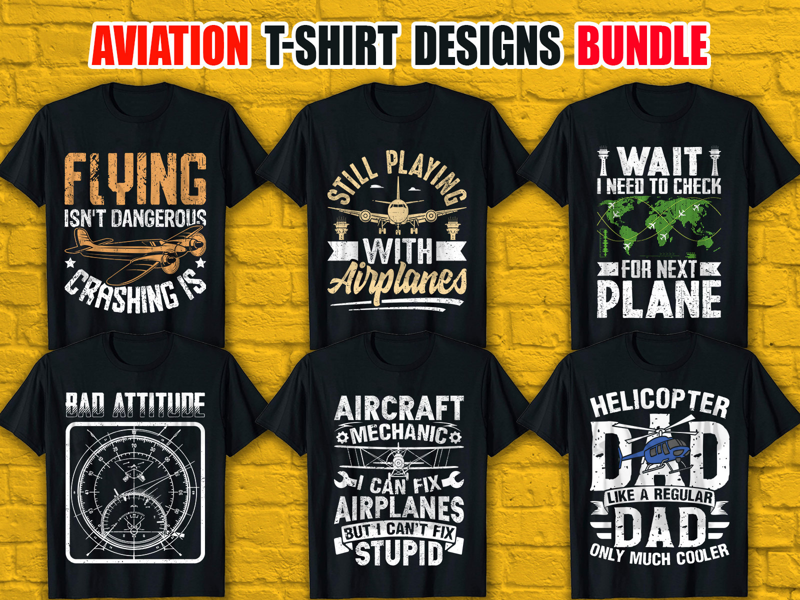 Aviation T-Shirt Designs Bundle V.2