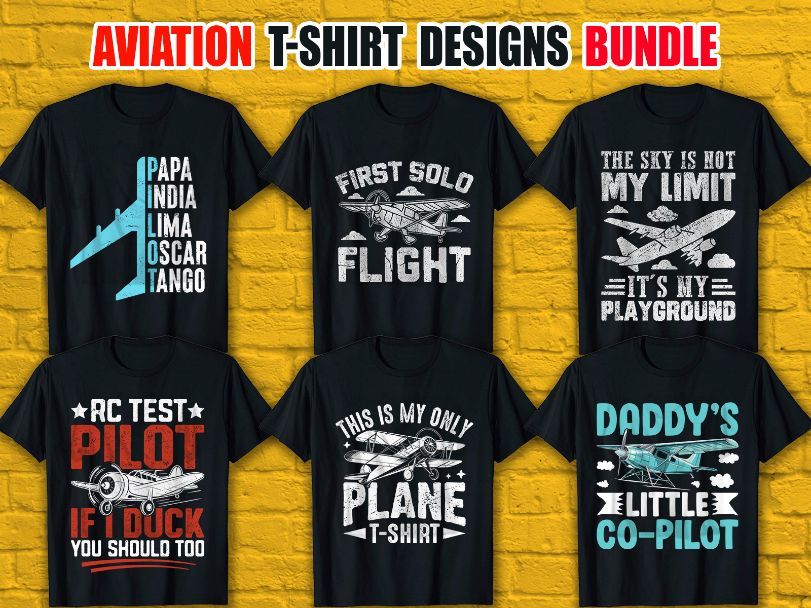 Aviation T-Shirt Designs Bundle V.2