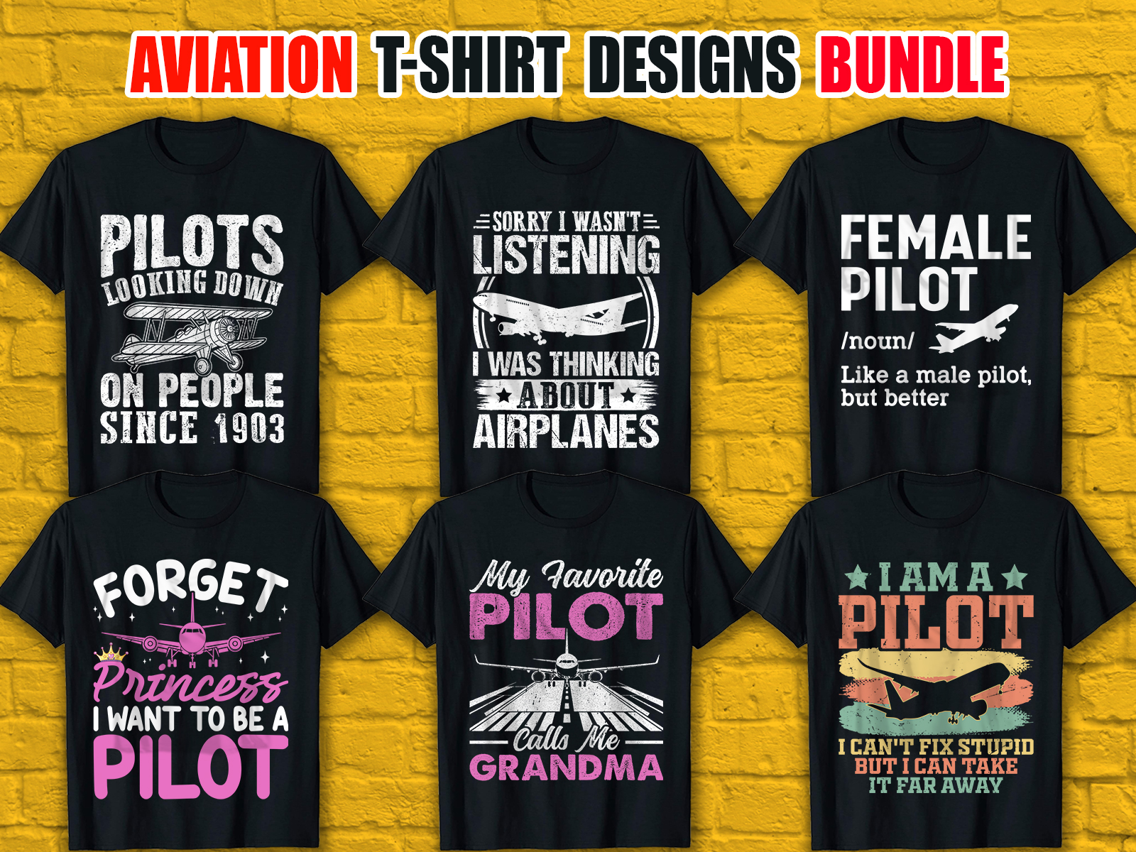 Aviation T-Shirt Designs Bundle V.2