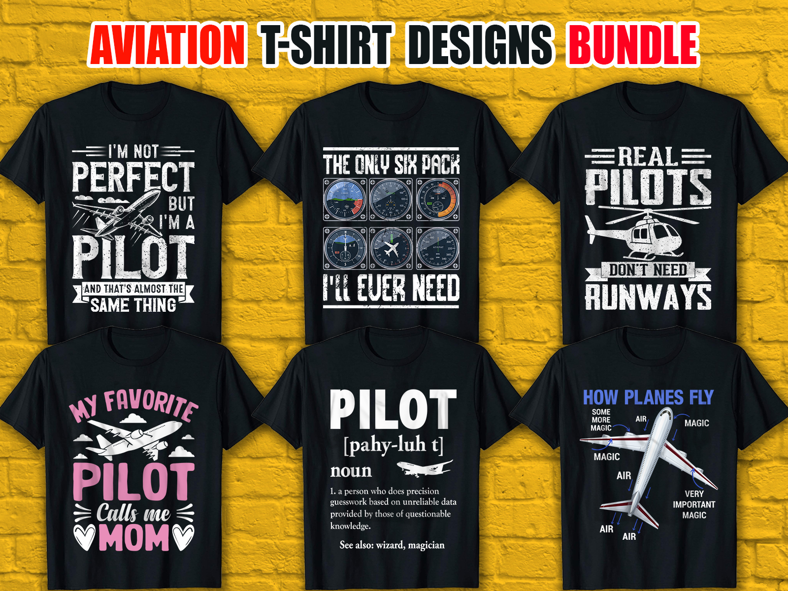 Aviation T-Shirt Designs Bundle V.2