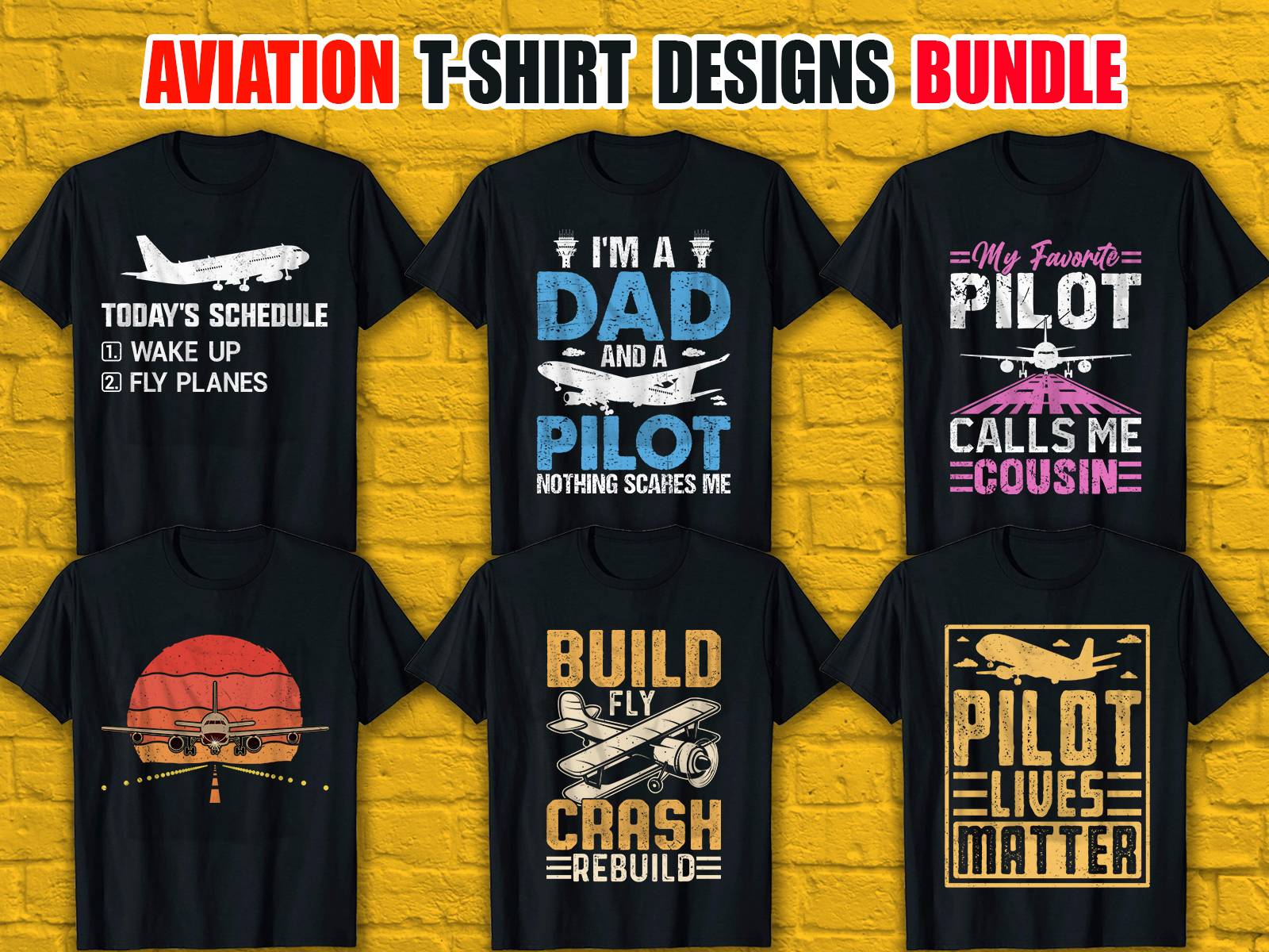 Aviation T-Shirt Designs Bundle V.2