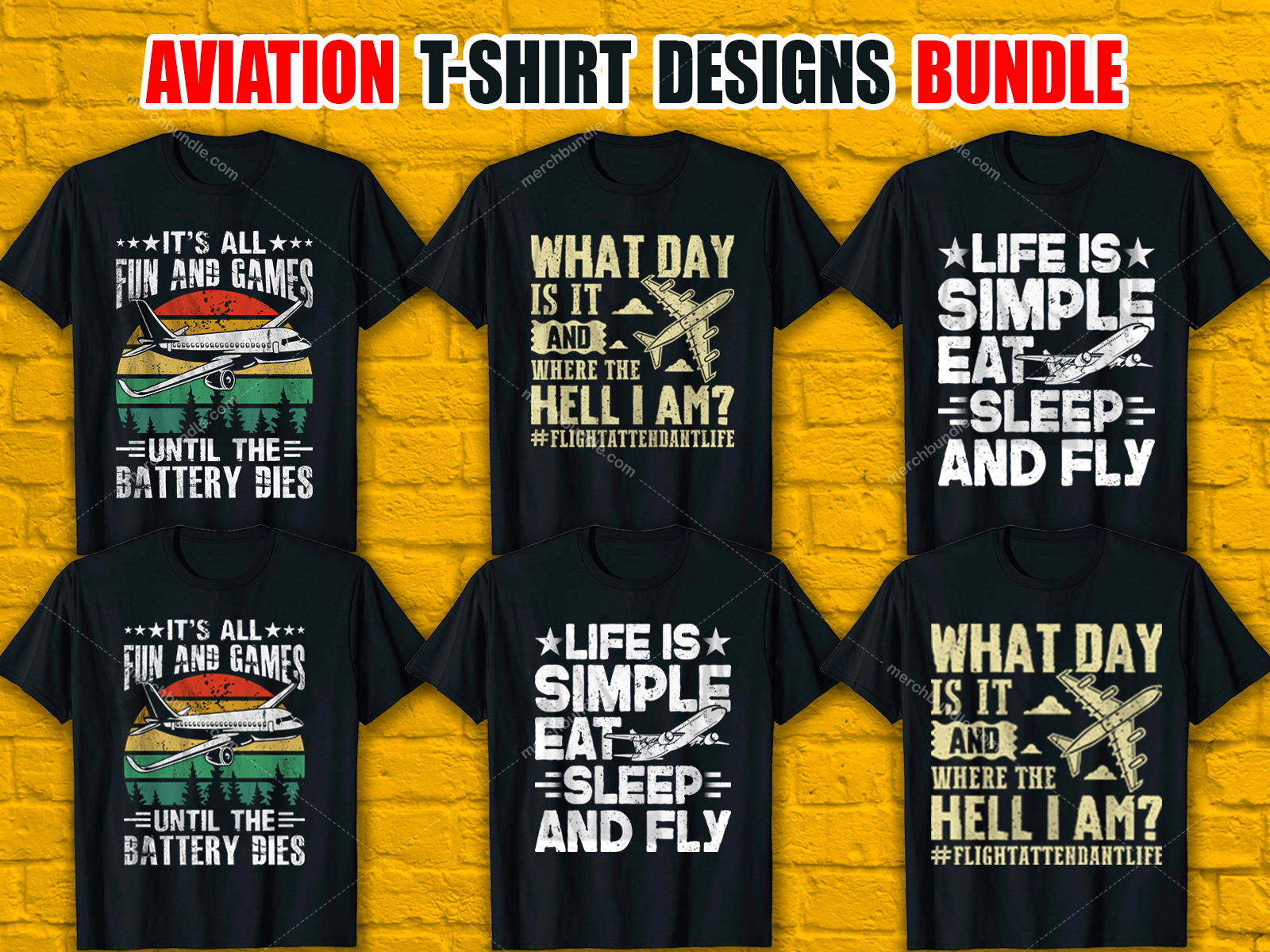 Aviation T-Shirt Designs Bundle V.3